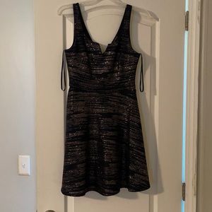 Navy Blue And Glitter Rose Hold accent Tank Dress